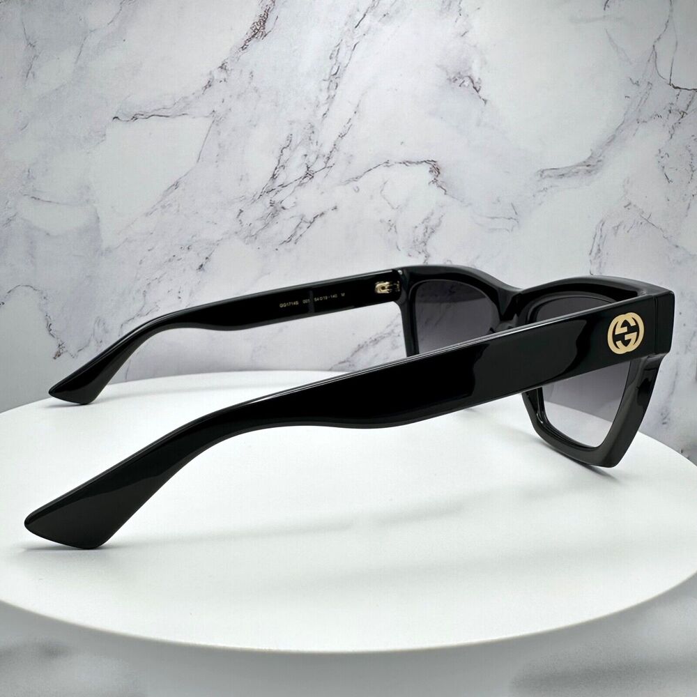 New GUCCI Sunglasses Black Gold Interlocking GG Logo 54-19-140 mm - Picture 9 of 16